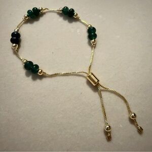 Chic Gold and Green Beaded Bracelet